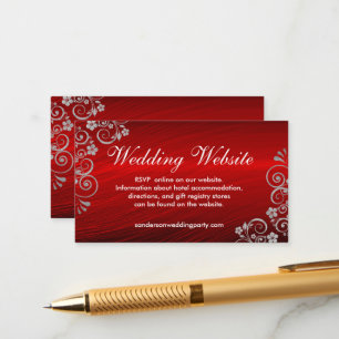 Carte D'accompagnement Site Web Mariage élégant Ruby Red Grey