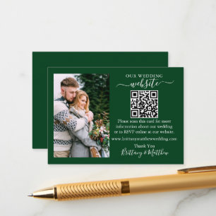 Carte D'accompagnement Site Web mariage Minimaliste simple QR photo vert