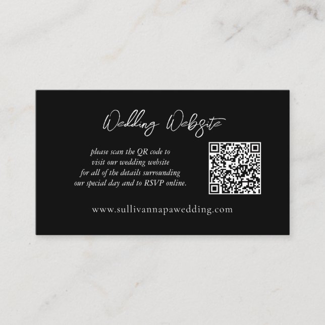 Carte D'accompagnement Site Web Mariage Noir Et Blanc Moderne Encadré C (Devant)