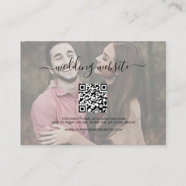 Carte D'accompagnement Site Web Mariage photo de code QR de script simple (Devant)