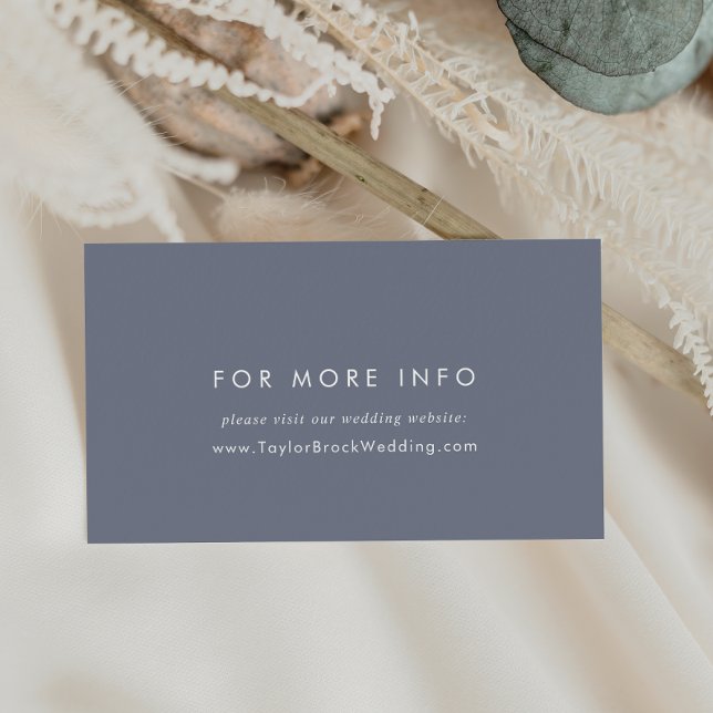 Carte D'accompagnement Site Web Mariage simple en gris bleu ardoise (Créateur téléchargé)