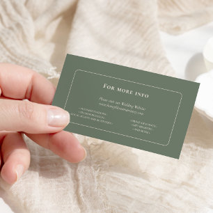 Carte D'accompagnement Site Web Mariage vert Boho Sage simple