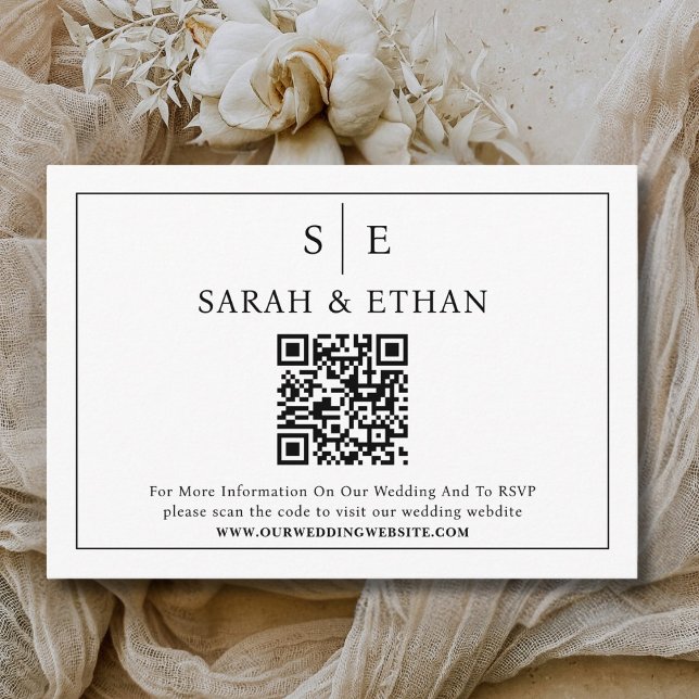 Carte D'accompagnement Site Web minimaliste de la fête de mariage QR Code (Créateur téléchargé)