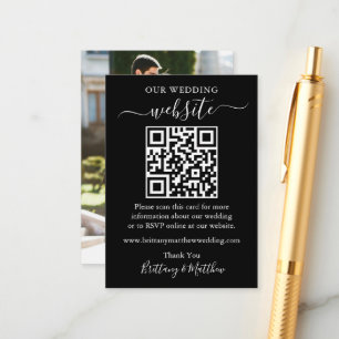 Carte D'accompagnement Site Web minimaliste simple Mariage Photo QR Noir
