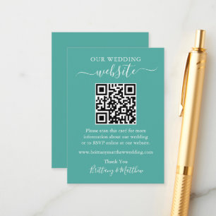 Carte D'accompagnement Site Web minimaliste simple Mariage QR Turquoise