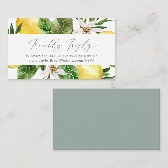 Carte D'accompagnement Site web moderne de mariage de jardin de citron RS (Devant / Derrière)
