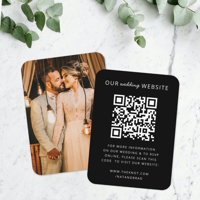 Carte D'accompagnement Site web | QR code Minimum Photo RSVP (Direct guests seamlessly to your wedding website using this QR code photo enclosure card)