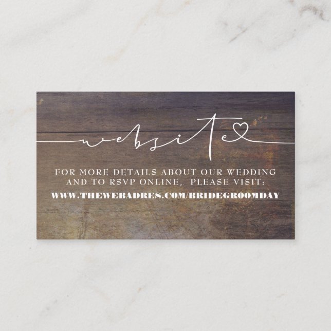 Carte D'accompagnement Site Web Rustic Wood Mariage (Devant)