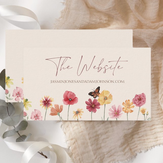 Carte D'accompagnement Site Web simple Fleur sauvage Floral Mariage (Simple Colorful Wildflower Floral Wedding Website Card)