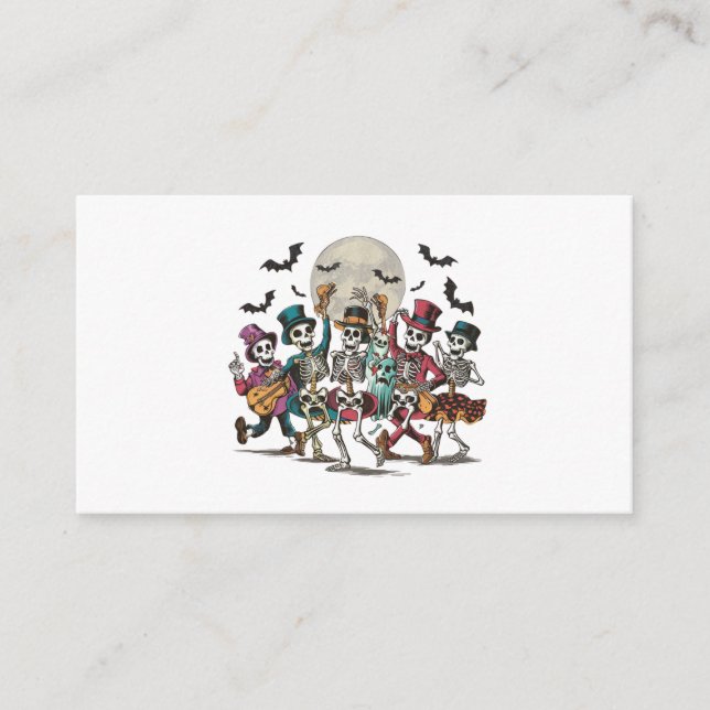 Carte D'accompagnement Skeletons et fantômes dansant sous une pleine lune (Devant)