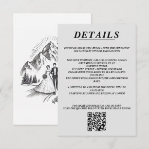 Carte D'accompagnement Ski Couple QR Code et détails