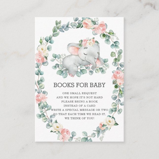 Carte D'accompagnement Sleeping Elephant Floral Green Livres pour bébé E (Devant)