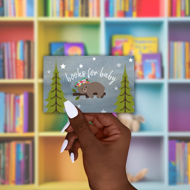 Carte D'accompagnement Sleepy Bear Cub Neutral Baby Floral Demande de rés (Créateur téléchargé)