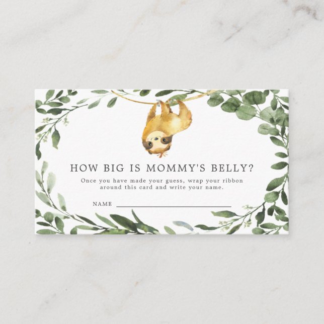 Carte D'accompagnement Sloth Baby shower How Big is Maman's Belly Card (Devant)