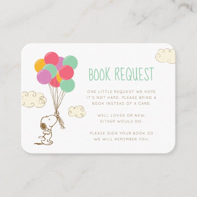 Carte D'accompagnement Snoopy d'arachides - Livres Demande d'invitation (Devant)