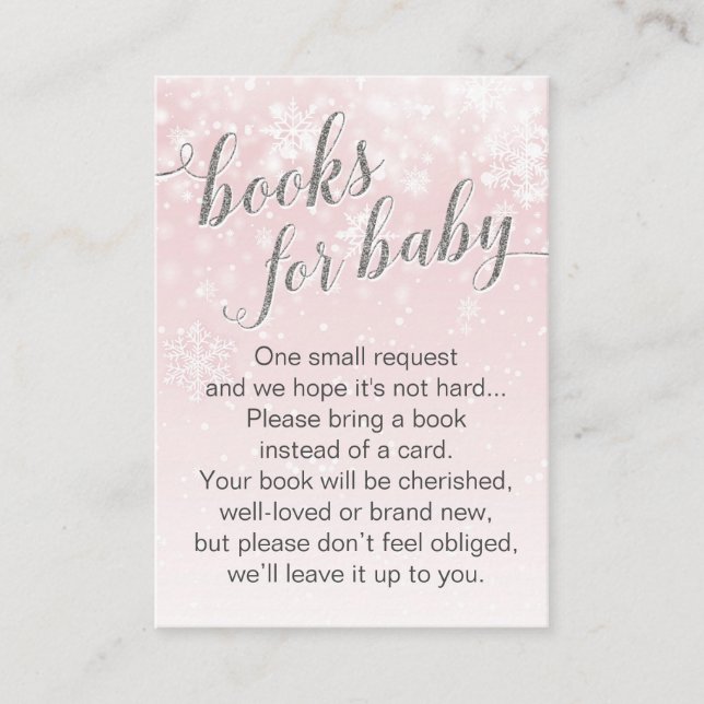 Carte D'accompagnement Snowflake d'hiver Baby shower rose demande de rése (Devant)