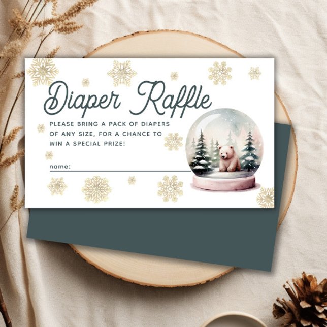 Carte D'accompagnement Snowflake Hiver Baby shower Déchets Raffin (Snowflake Winter Baby Shower Diaper Raffle Enclosure Card)