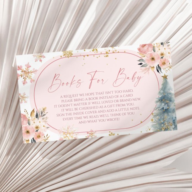 Carte D'accompagnement Snowflake Pink Winter Baby showers Livres Pour Béb (Créateur téléchargé)