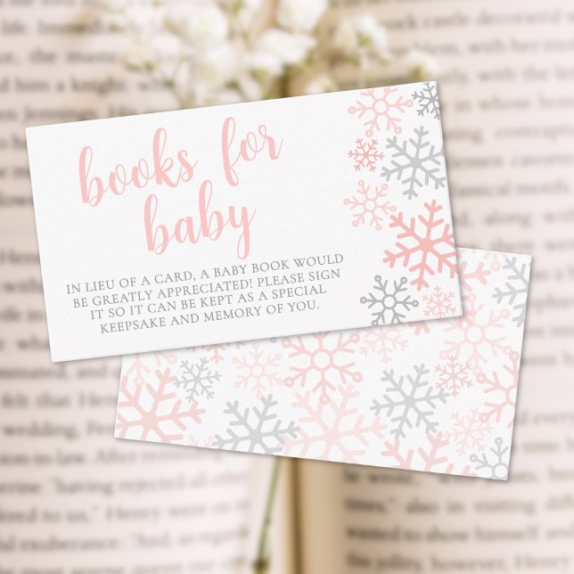 Carte D'accompagnement Snowflake Winter Girl Books For Baby Shower (Snowflake Winter Girl Books For Baby Shower Enclosure Card)