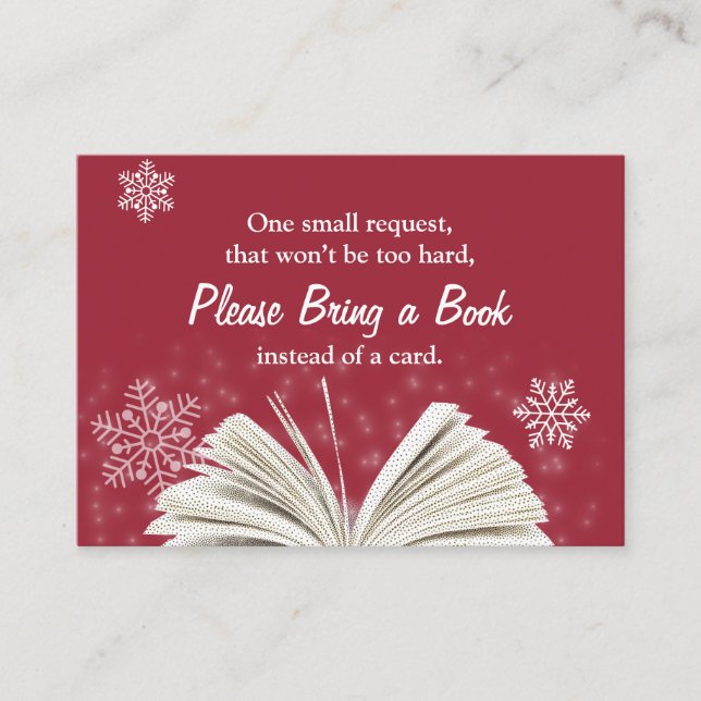 Carte D'accompagnement Snowflakes Apportez un Baby shower de livre Insére (Devant)