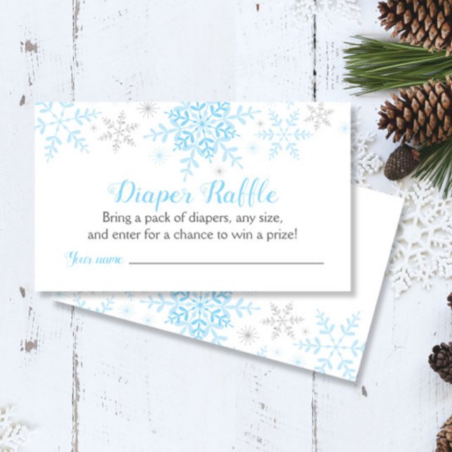 Carte D'accompagnement Snowflakes Baby Boy Douche Déchets Raffle Billet (Créateur téléchargé)