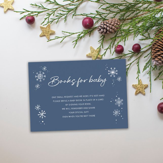 Carte D'accompagnement Snowflakes Bleus Livres pour Bébé Billet (Créateur téléchargé)