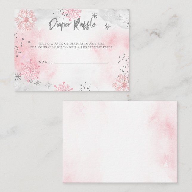 Carte D'accompagnement Snowflakes rose Baby shower Déchets Raffin (Devant / Derrière)