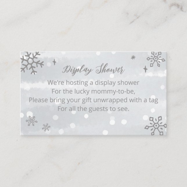 Carte D'accompagnement Snowflakes Silver Grey Baby shower écran douche (Devant)