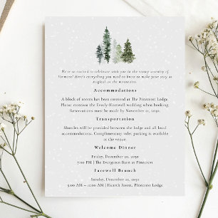 Carte D'accompagnement Snowy Pine Tree Détails du mariage d'hiver