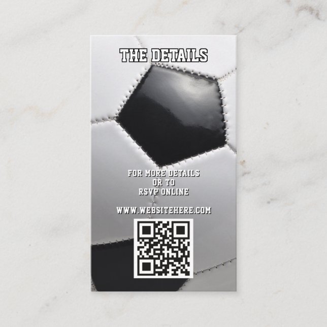 Carte D'accompagnement Soccer Sport QR Code Détails (Devant)