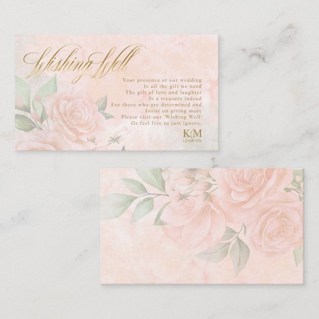 Carte D'accompagnement Soft Blush Mariage Rose Wishing well V2 ID828 (Devant / Derrière)