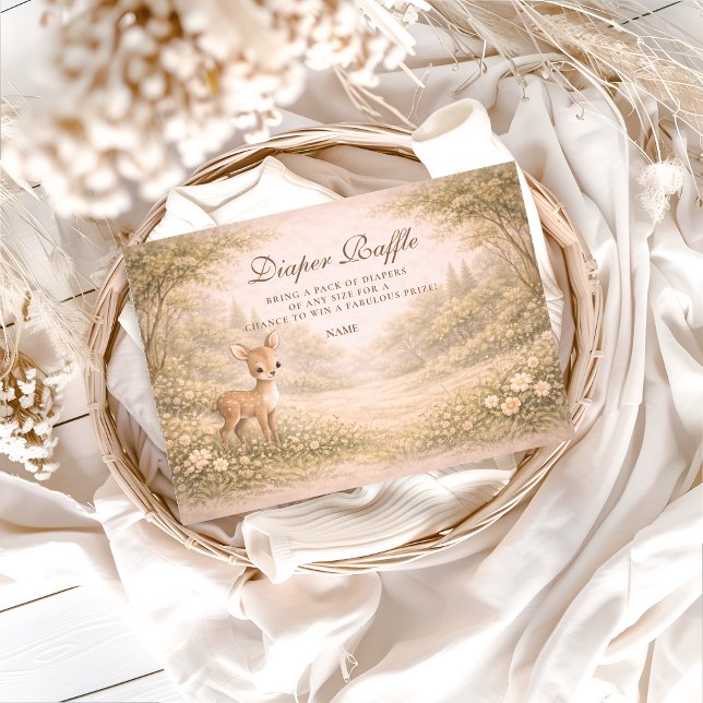 Carte D'accompagnement Soft Neutral Forest Critters Diapper Raffle  (Créateur téléchargé)