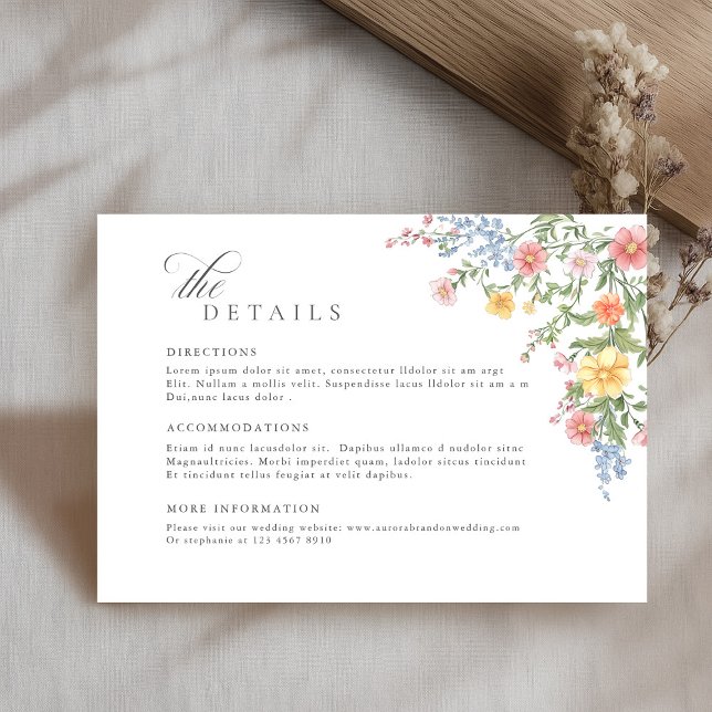 Carte D'accompagnement Soft Pastel Ornate Spring Garden Détails du mariag (Soft Pastel Ornate Spring Garden Wedding Details Enclosure Card)
