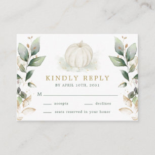 Carte D'accompagnement Soft Sage Gold Fall Verdure Citrouille Mariage RSV