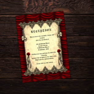 Carte D'accompagnement Soie rouge et crânes Gold Réception de mariage got