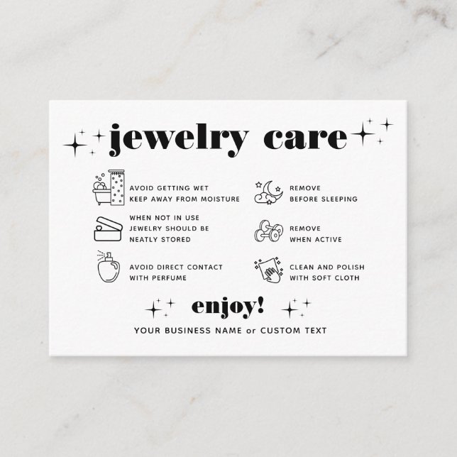 Carte D'accompagnement Soins de bijoux modernes rétro Merci chic (Devant)