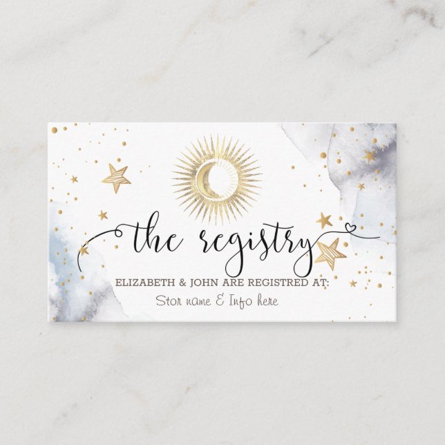 Carte D'accompagnement Soleil céleste, Lune, Étoiles (Devant)