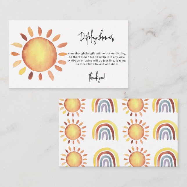 Carte D'accompagnement Soleil - douche d'affichage (Devant / Derrière)