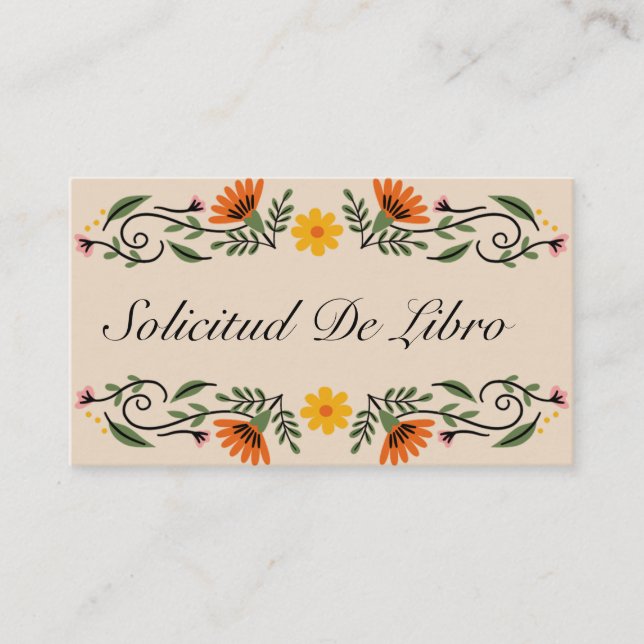 Carte D'accompagnement Sollicitud De Libro Para Bebe, Baby shower Floral (Devant)