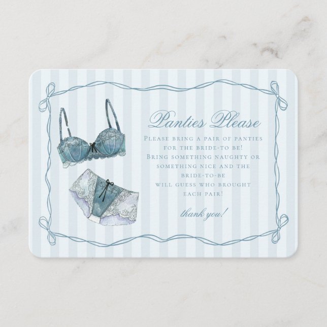 Carte D'accompagnement Something Blue Lingerie Shower Panties Please (Devant)