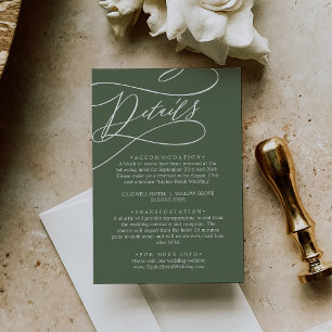 Carte D'accompagnement SOPHIA Rustic Woodland Olive Green Détails du Mari