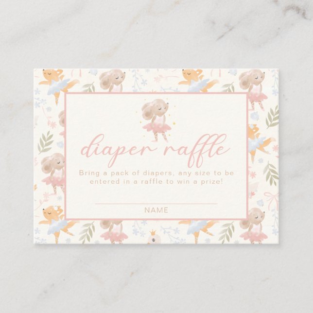 Carte D'accompagnement Souris Ballerina Tutu Raffle de couche excitée (Devant)