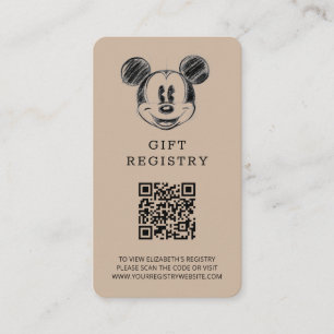 Carte D'accompagnement Souris Mickey vintage   Registre de cadeaux baby s