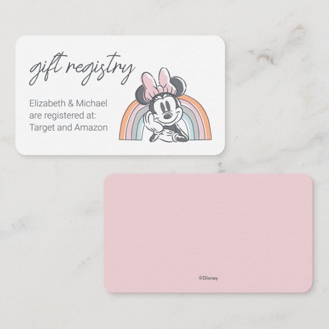 Carte D'accompagnement Souris Rainbow Minnie | Registre des cadeaux de Ba (Devant / Derrière)