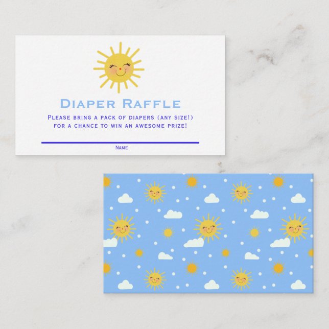 Carte D'accompagnement Souris soleil et nuages Baby shower Déchets Raffle (Devant / Derrière)