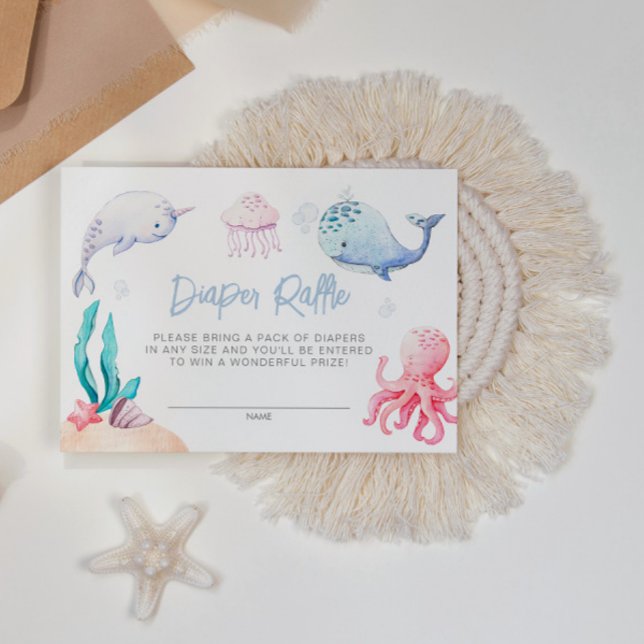 Carte D'accompagnement Sous la mer Baby shower nautique Déchets Raffle (Créateur téléchargé)