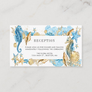 Carte D'accompagnement Sous la mer Bleu Or Mariage d'été Réception E