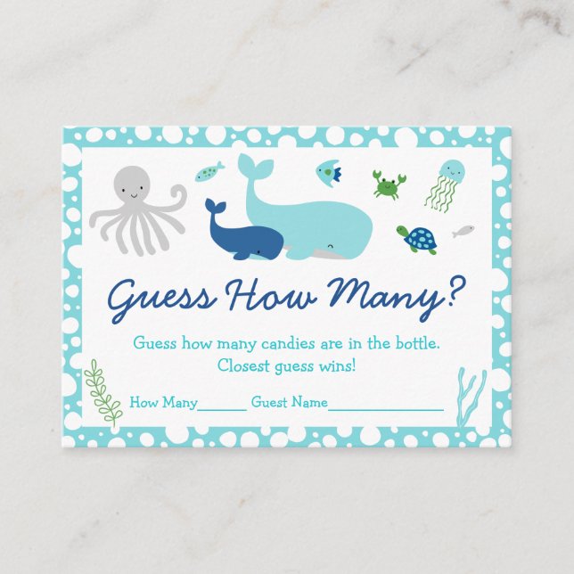 Carte D'accompagnement Sous La Mer Devinez Combien De Jeu (Devant)