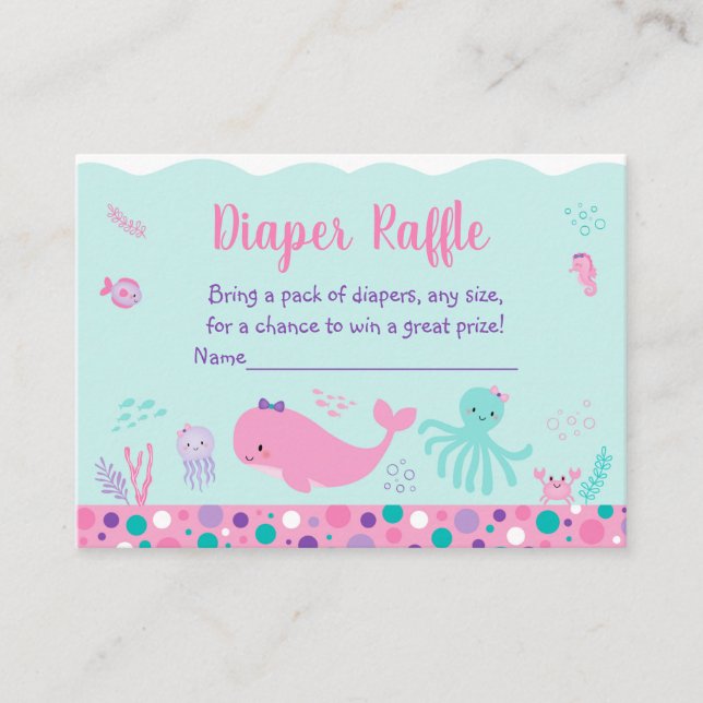 Carte D'accompagnement Sous la mer rose violet bébé Déchets Raffle (Devant)