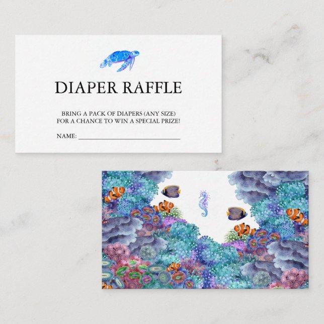 Carte D'accompagnement Sous le Baby shower de la mer Déchets Raffle Nauti (Devant / Derrière)